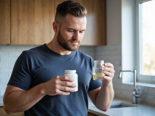 Man incorporating vitamins into daily routine for natural energy